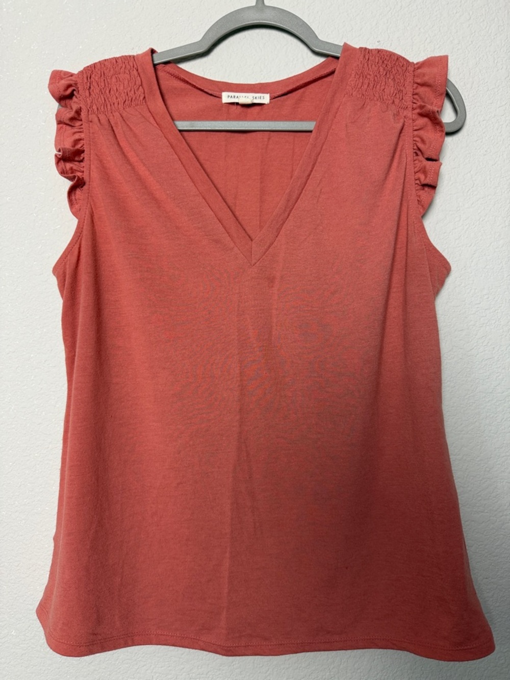 Parallel Skies Ruffle Shoulder Top Size XL